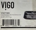 Vigo VG07089 Donatello 18" X 13" W 4" H Rectangular Glass Sink - Russet Open. Price: $87.99.