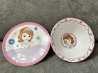 Disney Sophia The First Child's Feeding Set, Toddler Porcelain Plate & Bowl Duo Used. Price: $12.56.