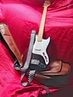Fender Squier Sonic Bronco Bass Guitar Black & White, W/ Leather Bag Used. Price: $199.00.
