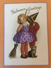 Vtg Unused Halloween Card Hallmark Black Cat Witch Girl Hat Broomstick With Env New. Price: $14.99.