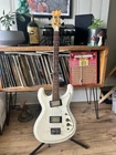 Univox Vintage Early 70 Hi-flier Bass Guitar White Made Japan W/ Case Used. Price: $575.00.