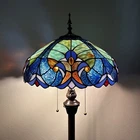 Tiffany Style Floor Lamp Green Blue Stained Glass Metal Base Led Bulbs 64 H*16"W New. Price: $209.99.
