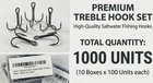 1000PCS Dyxssm Treble Hooks Size #5 High Carbon Steel Saltwater Fishing New. Price: $42.00.