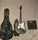 Glarry Electric Guitar Black Solid Body W/gig Bag, Amplifier, Strap Used. Price: $60.00.