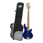 Lakland Skyline 55-02 Deluxe Flame Bass Guitar Translucent Blue Used. Price: $1999.99.