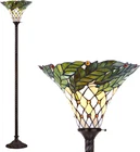 71" Tiffany-style Bronze Torchiere Floor Lamp With Stained Glass Shade & Led Bul New. Price: $316.99.
