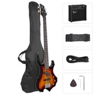 Glarry Electric Bass Guitar 4 Strings Buring Fire Style Full Size, Sunset New. Price: $160.99.