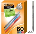 Bic Round Stic Xtra Life Assorted Ink Ballpoint Pens Medium (1.0MM) 60-CT New. Price: $13.93.
