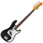 Vintage V4 Reissued Bass Guitar - Black High Gloss With Mirror Scratchplate New. Price: $399.00.