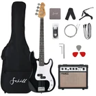 Electric Bass Guitar 20W Amp Full Size Beginner Kit Black Fojill Four String New. Price: $259.99.