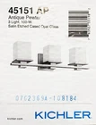 Kichler Tully 24 In. 3-LIGHT Antique Pewter Vanity Satin Opal Glass Shades Open. Price: $89.99.