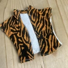 Ken Doll Short Sleeve Open Shirt Top Orange Tiger Print Vintage Used. Price: $5.00.