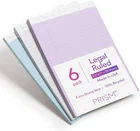 8.5 X 11 Legal Pads, 6 Pack, Prism Brand, GRAY/2 BLUE/2 Purple, Wide Ruled, 50 New. Price: $21.85.