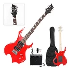 Glarry Flame Shaped Red Burning Fire Basswood Electric Guitar With Bag & 20W Amp New. Price: $83.58.