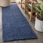 Hand Woven Jute Runner Rug 2X12 Navy Chunky Bohemian NRF102D-212 Jonathan Pata New. Price: $299.99.