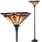 Tiffany Mission Style Torchiere Floor Lamps 69" Tall Pole Vintage Standing Light New. Price: $165.00.