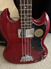 Epiphone EB-0 Red Electric Bass Guitar W/ Amplifier & Gig Bag Used. Price: $250.00.