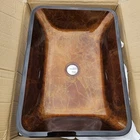 Vigo VG07089 Donatello Rectangular Glass Vessel Sink 18" X 13" 4" - Russet New. Price: $89.96.