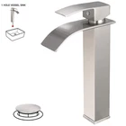 Bwe Waterfall Single Hole Handle Tall Bathroom Vessel Sink Faucet With Su Open. Price: $40.99.