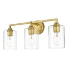 Living District Mayson 3-LIGHT Iron & Glass Bath Sconce Brass/clear New. Price: $132.00.