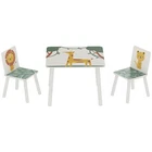Qaba 3-PIECE Toddler Table And Chair Set Kids Furniture Animal Pattern, Green Used. Price: $50.30.