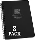 Rite Rain Weatherproof Side Spiral Notebook, 4.625" X 7", Black Cover, Un New. Price: $56.99.