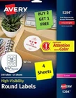 Sheets Avery 5294 White Round Labels 1/2 Diameter Laser B2G1 New. Price: $5.75.
