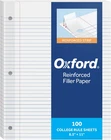 Reinforced Filler Paper, 8.5 X 11 Inch, College Rule, 3 Hole Punched, Lined Loos New. Price: $14.38.